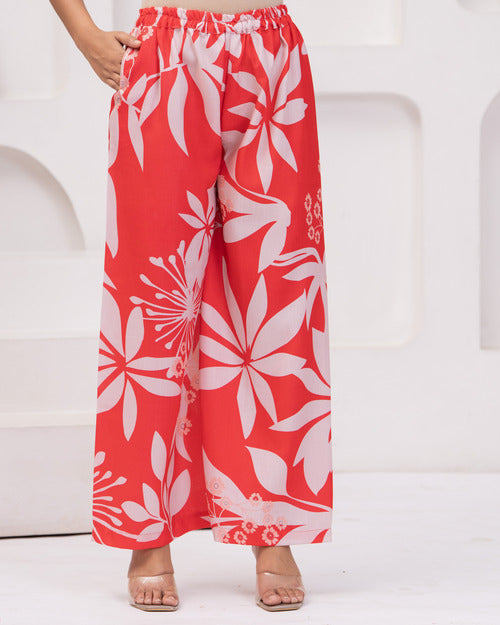 Red Floral Coord Set