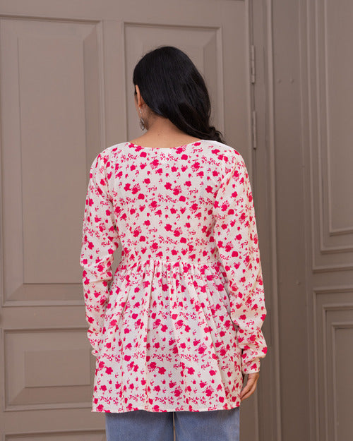 Pink Floral Peplum Top