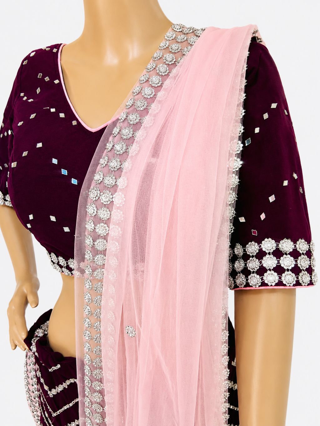 ELEGANT DEEP WINE LEHENGA
