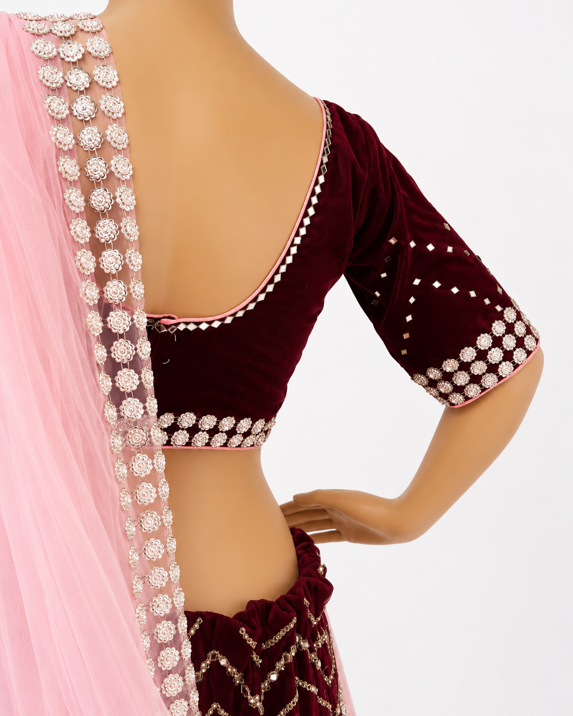 ELEGANT DEEP WINE LEHENGA