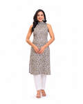 Sleeveless Floral High-Neck Set