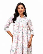 FLORAL PRINT SMOCK SHIRT DRESS