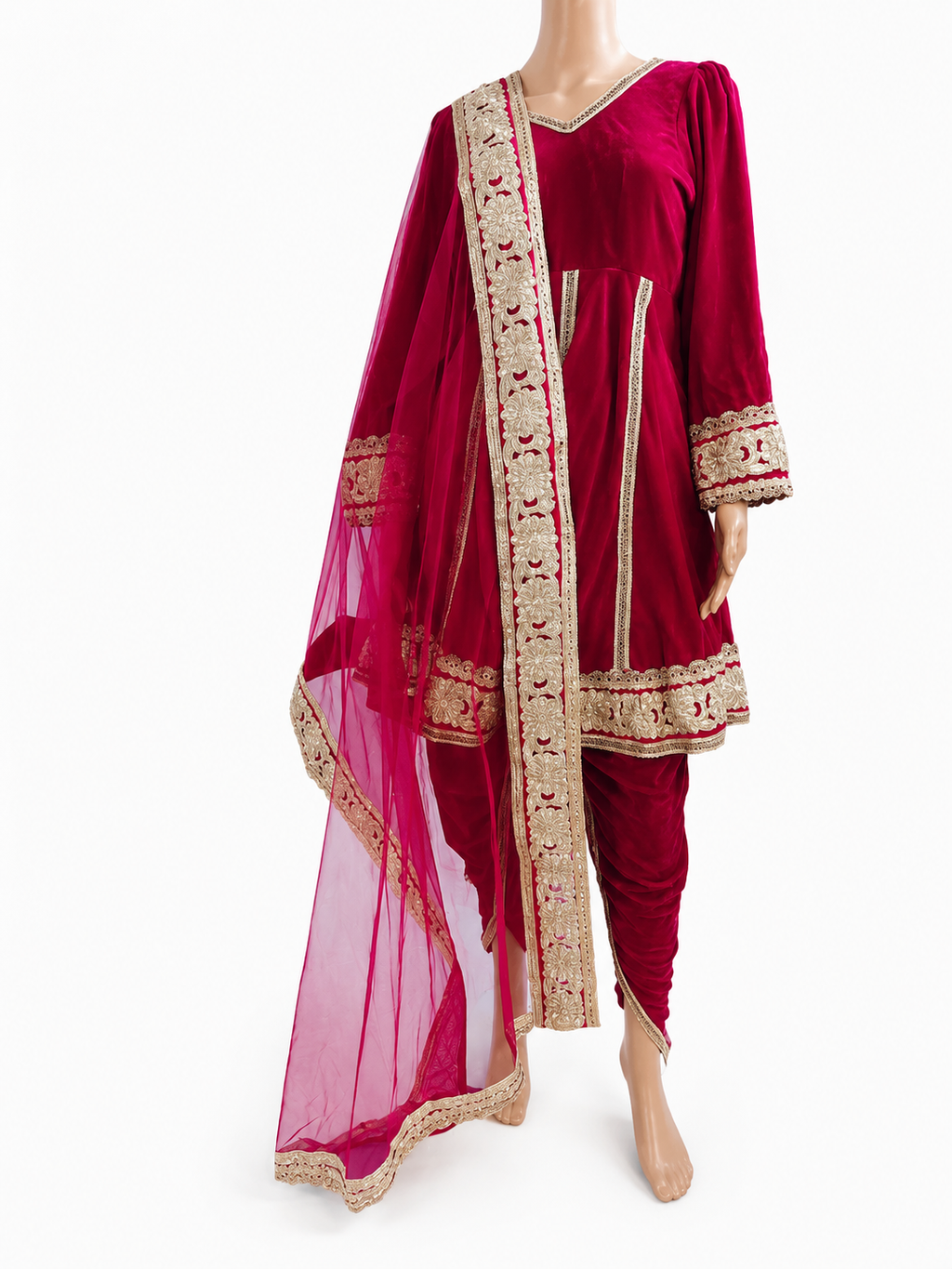 VELVET DHOTI DRESS