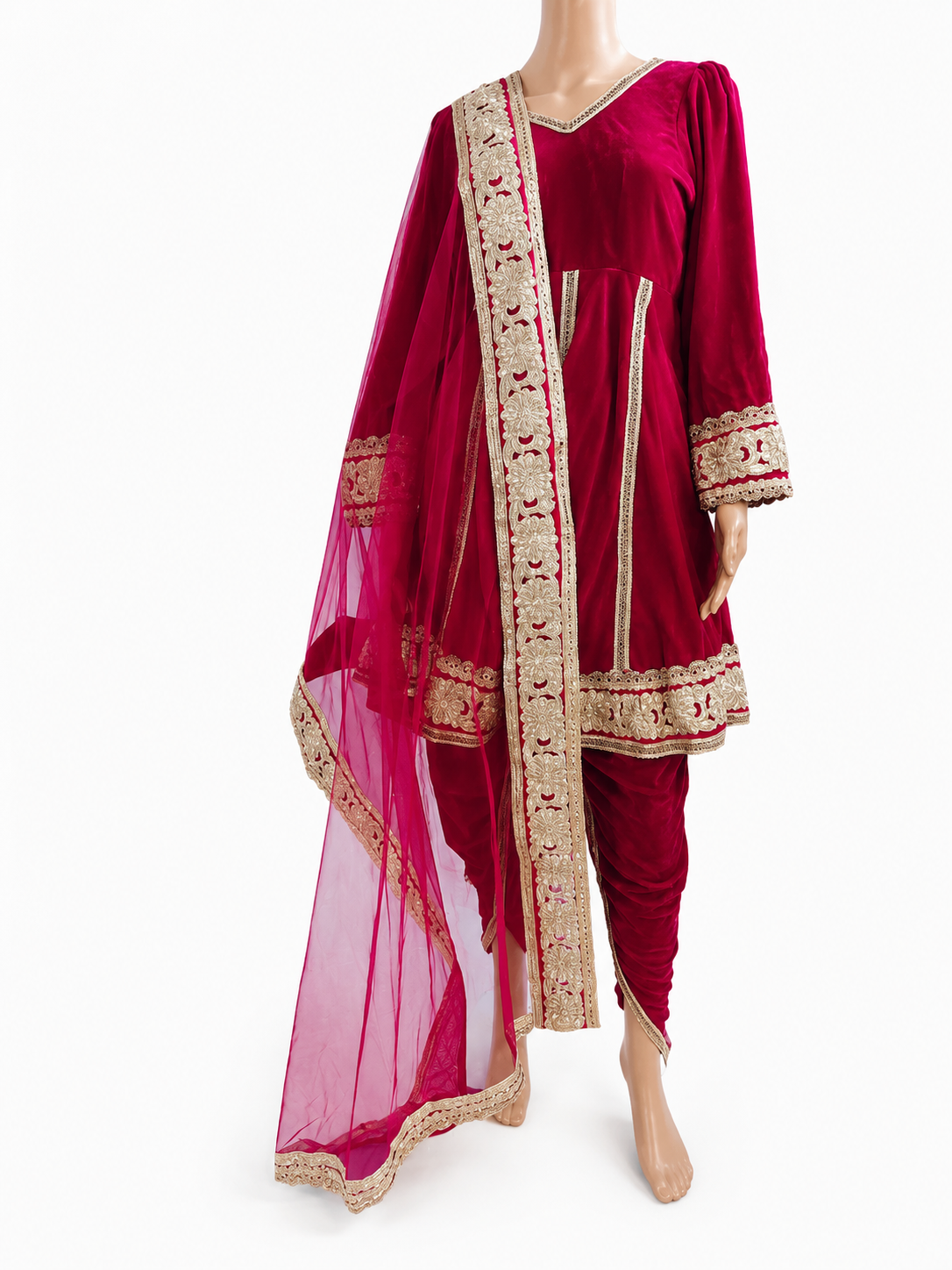 VELVET DHOTI DRESS