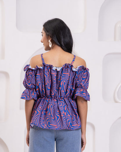Stylish Off-Shoulder Top with Floral Accent