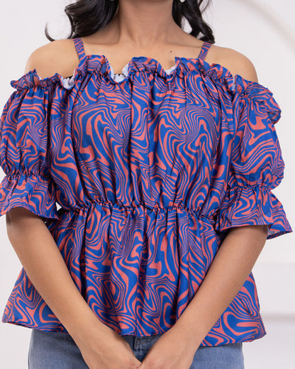 Stylish Off-Shoulder Top with Floral Accent