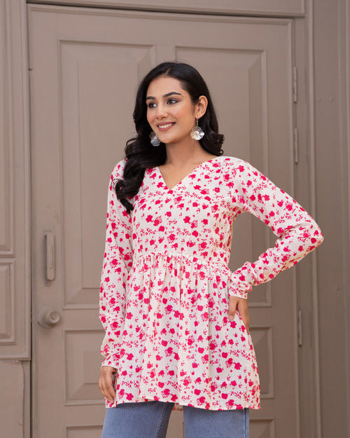 Pink Floral Peplum Top