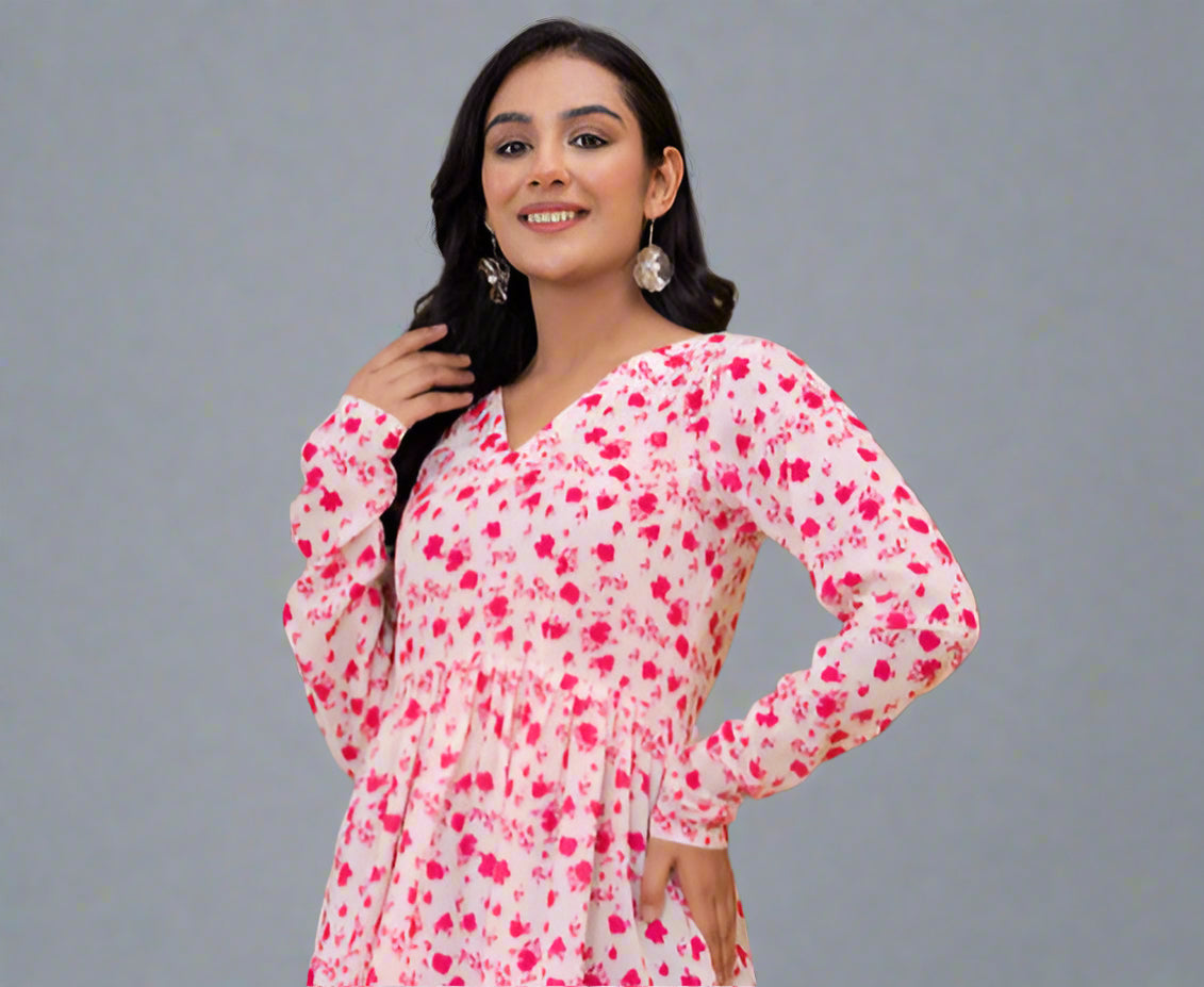 Pink Floral Peplum Top