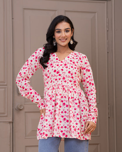 Pink Floral Peplum Top
