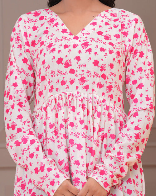 Pink Floral Peplum Top
